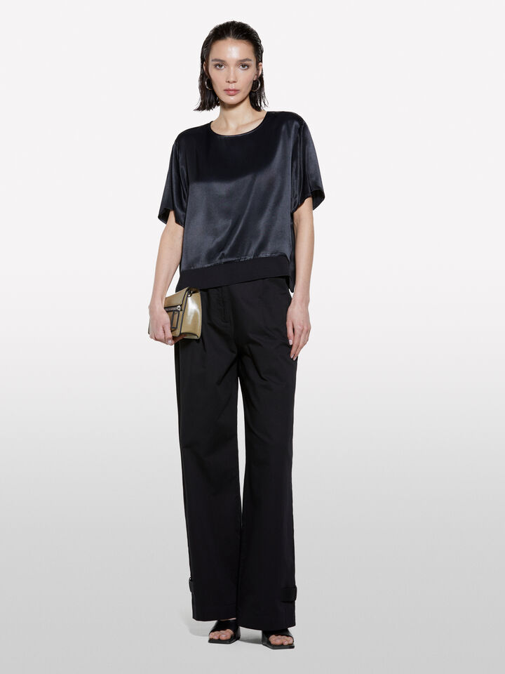 Schwarze Satinbluse - blusen für damen - Schwarz | Sisley image number 1